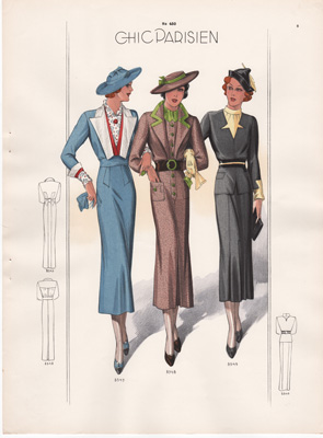 Chic Parisien art deco fashion illustrations 1936